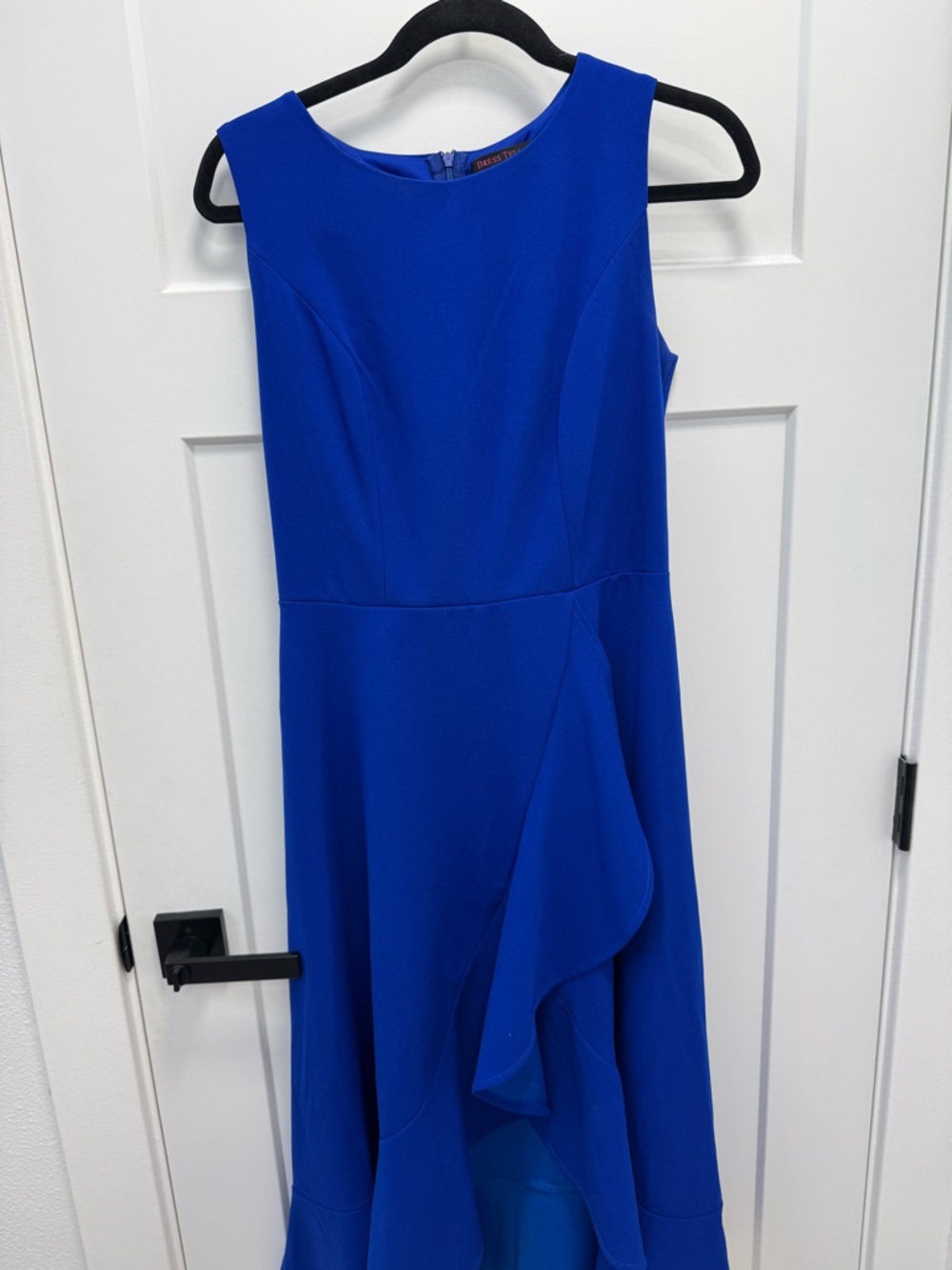 Elegant Royal Blue Sleeveless Ruffle Midi Dress size M